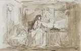 The Footstep by John Joseph Barker of Bath, ink and wash, sold Oct 2024