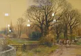 Herder and cattle on a pathway by Henry Charles Fox, watercolour, offered Oct 2024