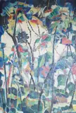 Abstract flower study by Arthur Lutenbacher, oil on canvas, sold Oct 2024