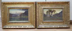 Landscape scenes by George Gray, oil, sold Oct 2024