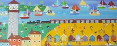 Summer Time Holidays by Gordon Barker, acrylic on paper, sold Oct 2024
