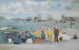 ‘Swimming Contest in the Port by Andrew Freeth, Ink and watercolour, ‘Swimming Contest in the Port, offered Oct 2024