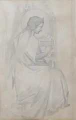 Study of an angel by Alfred Stevens, Pencil, study of an angel, unsigned, sold Oct 2024