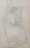 Study of an angel by Alfred Stevens, Pencil, study of an angel, unsigned, sold Oct 2024