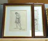 Reclining and standing figures by Anton Henry Lock, ink, sold Oct 2024
