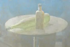 Still life covered with dust by David Tindle, gouache and tempera, sold Oct 2024