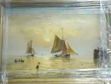 Maritime scene with fishing boats by T. U. Kingsbury, oil on canvas, sold Oct 2024