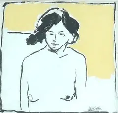 Study of a nude woman by Philip Sutton, mixed media, sold Oct 2024