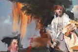 Trail of the flying house by Charlotte Snook, 2017, oil on board, sold Oct 2024
