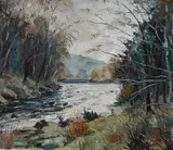 River Dart by Francis B. Savage, oil on canvas, sold Oct 2024