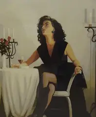 Table for one by Jack Vettriano, print, sold Oct 2024