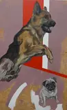 Studies of a dogs by Zachary Walsh, oil on board, sold Oct 2024