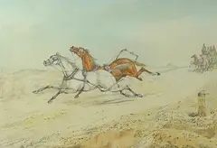 Runaway horses, mail coach by Henry Alken, pencil and watercolour, sold Oct 2024