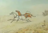 Runaway horses, mail coach by Henry Alken, pencil and watercolour, sold Oct 2024