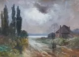 Home by F. Arnold, watercolour, offered Oct 2024