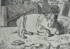 Monochrome etching by Leon Underwood, etching, sold Oct 2024