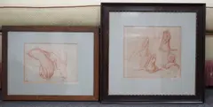 Study of hands and drapery by Alfred Stevens, drawing, sold Oct 2024