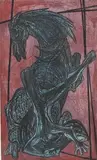 Horse and Kidek by Ru van Rossem, etching, sold Oct 2024