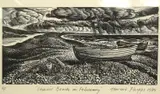 Chesil Beach in February by Howard Phipps, 1984, engraving, offered Oct 2024