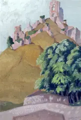 Corfe Castle by Herbert Gurschner, 1934, oil, offered Oct 2024