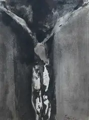 Crucifixion by Denis Higbee, 1956, watercolour, sold Oct 2024