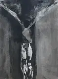 Crucifixion by Denis Higbee, 1956, watercolour, sold Oct 2024