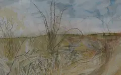 Rural landscape by Michael Chase, watercolour, sold Oct 2024