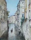 Venetian canal by Michele Capuano, watercolour, offered Oct 2024