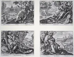 The Four Seasons set of four engravings c by Maerten de Vos, print (other), sold Oct 2024