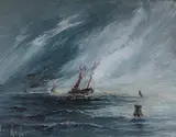 Fishers at sunset by Ben Maile, oil on canvas, sold Aug 2024