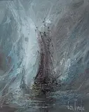 Medway sailing barges by Ben Maile, oil, sold Aug 2024