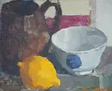 Lemon by Christopher Aggs, oil on board, sold Aug 2024