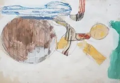 Brown Disc 1961 by Henry Mundy, oil on paper, sold Aug 2024
