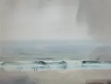 Surfers, Cornwall by Leslie Worth, watercolour, sold Aug 2024