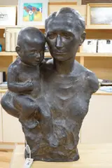 A life size bronze bust of a mother and child by Turi Weinmann, bronze, sold Aug 2024
