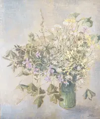 Still lifes of flowers in vases by Michael John Blaker, oil, offered Aug 2024