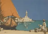 Orientalist colour etching by Edgar L. Pattison, etching, sold Aug 2024