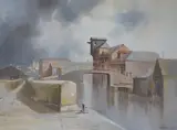 View of the Trent and Mersey Canal, Newark by David Weston, 1975, oil on canvas, offered Aug 2024