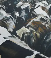 Collecting Yard by Jennifer Brereton, 2002, oil on board, sold Aug 2024