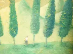 Eastern Poplar trees by Robert MacLaurin, 1988, oil on canvas, sold Aug 2024