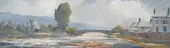 Bridge over a river by Sydney Vale, oil on board, offered Aug 2024