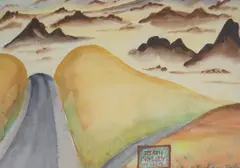 Old Calico Ghost town by Barbara Tribe, watercolor, sold Aug 2024