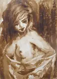 Female nudes by Sabir Mehtiyer, watercolor, sold Aug 2024