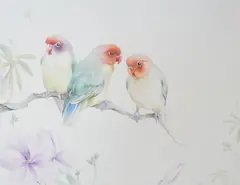 Three love birds by Edward Julius Detmold, watercolour, sold Aug 2024