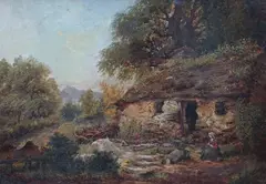 Scottish crofter’s homestead by Edward Henry Holder, 1868, oil on board, sold Jul 2024