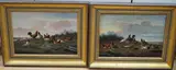 Chickens before landscapes by L. Gerardts, oil, sold Jul 2024