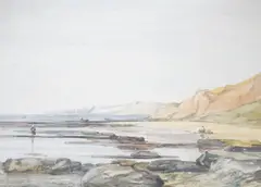 Coastal view with figures by David Cox Jnr., 1852, watercolour, offered Jul 2024