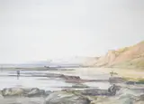 Coastal view with figures by David Cox Jnr., 1852, watercolour, offered Jul 2024