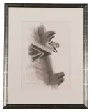Perched Peregrine Falcon preens the tail feathers by Bruce Pearson, watercolour and pencil, offered Apr 2025