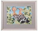 Hoopoes on a branch by Noel William Cusa, watercolour, sold Apr 2025